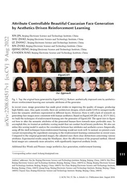 Attribute Controllable Beautiful Caucasian Face Generation by Aesthetics
  Driven Reinforcement Learning