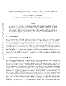 Disentangled Representation Learning Using ($β$-)VAE and GAN