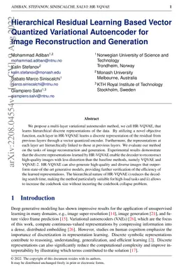 Hierarchical Residual Learning Based Vector Quantized Variational
  Autoencoder for Image Reconstruction and Generation
