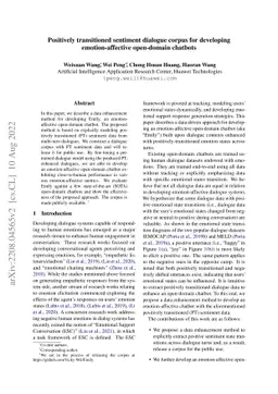 Positively transitioned sentiment dialogue corpus for developing
  emotion-affective open-domain chatbots