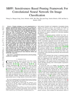 SBPF: Sensitiveness Based Pruning Framework For Convolutional Neural
  Network On Image Classification