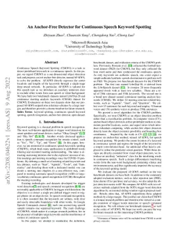 An Anchor-Free Detector for Continuous Speech Keyword Spotting