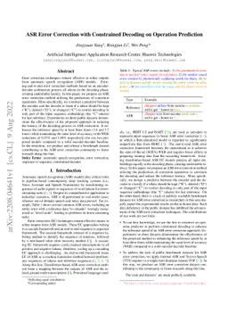 ASR Error Correction with Constrained Decoding on Operation Prediction