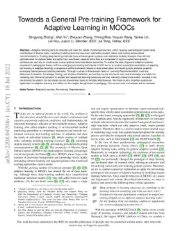 Towards a General Pre-training Framework for Adaptive Learning in MOOCs