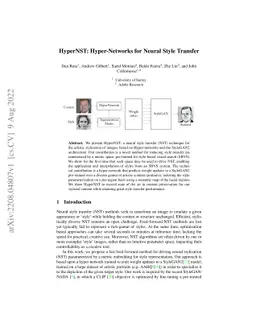 HyperNST: Hyper-Networks for Neural Style Transfer