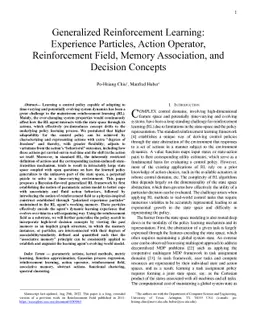 Generalized Reinforcement Learning: Experience Particles, Action
  Operator, Reinforcement Field, Memory Association, and Decision Concepts