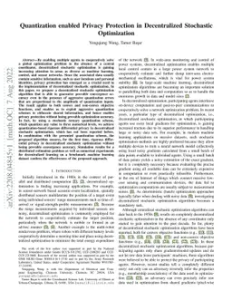 Quantization enabled Privacy Protection in Decentralized Stochastic
  Optimization