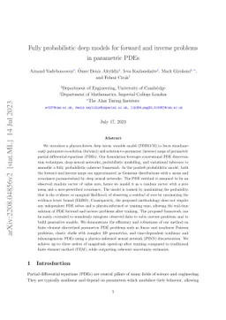 Fully probabilistic deep models for forward and inverse problems in
  parametric PDEs