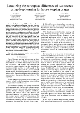 Localizing the conceptual difference of two scenes using deep learning
  for house keeping usages