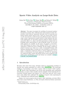 Sports Video Analysis on Large-Scale Data