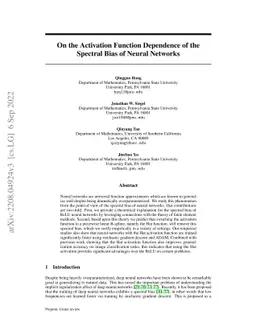 On the Activation Function Dependence of the Spectral Bias of Neural
  Networks