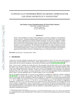 A physically-informed Deep-Learning approach for locating sources in a
  waveguide