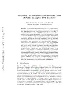 Measuring the Availability and Response Times of Public Encrypted DNS Resolvers