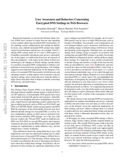 Understanding User Awareness and Behaviors Concerning Encrypted DNS
  Settings