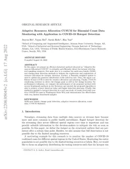 Adaptive Resources Allocation CUSUM for Binomial Count Data Monitoring
  with Application to COVID-19 Hotspot Detection