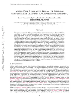 Model-Free Generative Replay for Lifelong Reinforcement Learning:
  Application to Starcraft-2