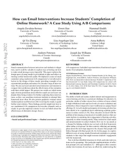 How can Email Interventions Increase Students' Completion of Online
  Homework? A Case Study Using A/B Comparisons