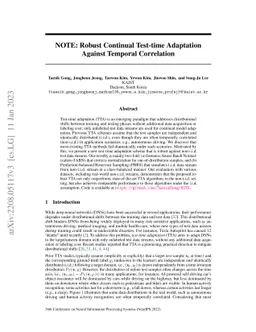 NOTE: Robust Continual Test-time Adaptation Against Temporal Correlation
