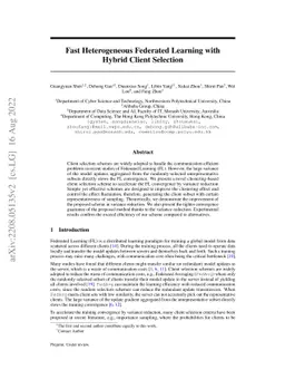 Fast Heterogeneous Federated Learning with Hybrid Client Selection
