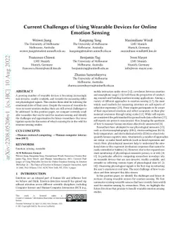 Current Challenges of Using Wearable Devices for Online Emotion Sensing