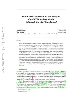 How Effective is Byte Pair Encoding for Out-Of-Vocabulary Words in
  Neural Machine Translation?