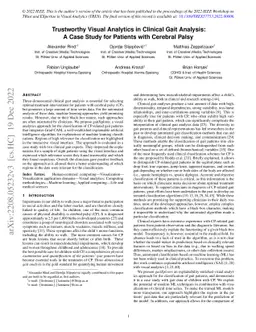 Trustworthy Visual Analytics in Clinical Gait Analysis: A Case Study for
  Patients with Cerebral Palsy