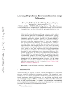 Learning Degradation Representations for Image Deblurring