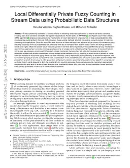 Local Differentially Private Fuzzy Counting in Stream Data using
  Probabilistic Data Structure