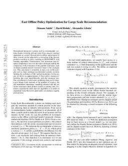 Fast Offline Policy Optimization for Large Scale Recommendation