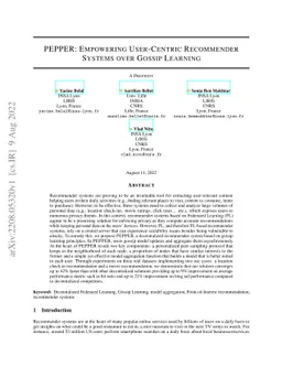 PEPPER: Empowering User-Centric Recommender Systems over Gossip Learning