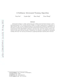 A Sublinear Adversarial Training Algorithm