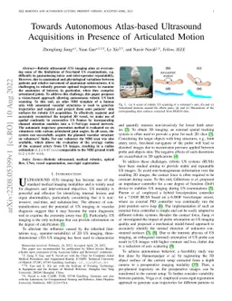 Towards Autonomous Atlas-based Ultrasound Acquisitions in Presence of
  Articulated Motion