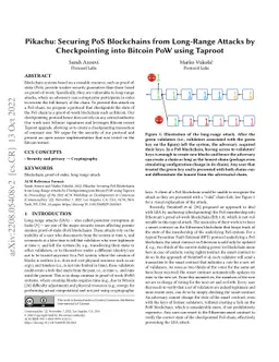 Pikachu: Securing PoS Blockchains from Long-Range Attacks by
  Checkpointing into Bitcoin PoW using Taproot