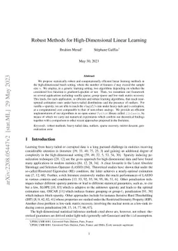 Robust Methods for High-Dimensional Linear Learning