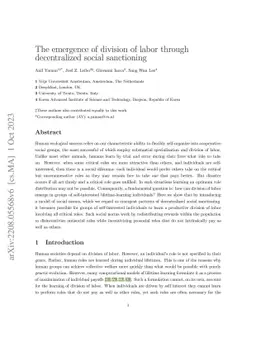 The emergence of division of labor through decentralized social
  sanctioning
