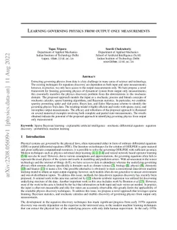 Learning governing physics from output only measurements