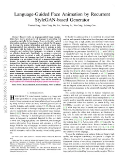 Language-Guided Face Animation by Recurrent StyleGAN-based Generator