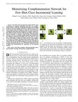 Memorizing Complementation Network for Few-Shot Class-Incremental
  Learning