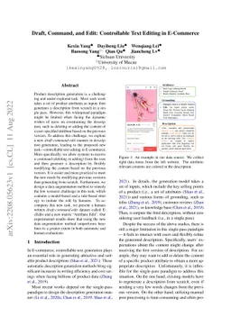 Draft, Command, and Edit: Controllable Text Editing in E-Commerce