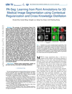 PA-Seg: Learning from Point Annotations for 3D Medical Image
  Segmentation using Contextual Regularization and Cross Knowledge Distillation