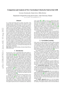 Comparison and Analysis of New Curriculum Criteria for End-to-End ASR