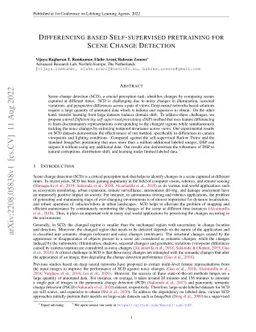 Differencing based Self-supervised pretraining for Scene Change
  Detection