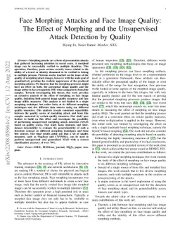 Face Morphing Attacks and Face Image Quality: The Effect of Morphing and
  the Unsupervised Attack Detection by Quality