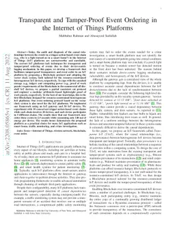 Transparent and Tamper-Proof Event Ordering in the Internet of Things
  Platforms