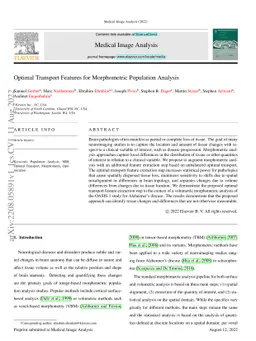 Optimal Transport Features for Morphometric Population Analysis