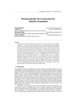 Domain-Specific Text Generation for Machine Translation