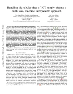 Handling big tabular data of ICT supply chains: a multi-task,
  machine-interpretable approach