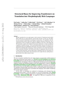 Structural Biases for Improving Transformers on Translation into
  Morphologically Rich Languages