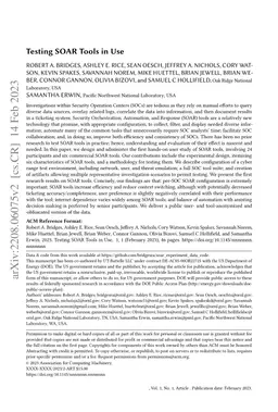 Testing SOAR Tools in Use