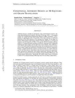Conditional Antibody Design as 3D Equivariant Graph Translation